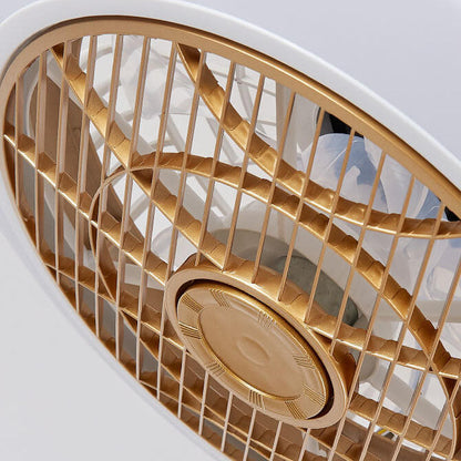Modern Minimalist Round Cage Iron Acrylic LED Flush Mount Ceiling Fan Light For Living Room