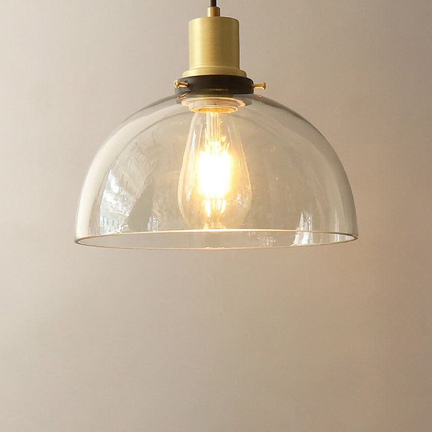 Vintage Minimalist Semi-circular Cone Cup Iron Glass 1-light Pendant Light BulbSquare