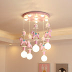 Modern Children's Carousel Eye Protection Resin Iron 1/7/11 Light Flush Mount Ceiling Light