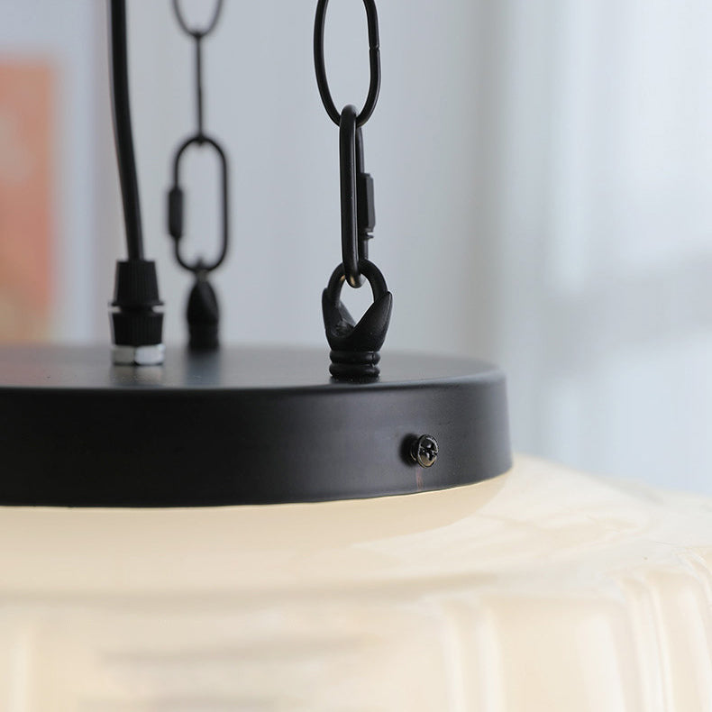 Modern Minimalist Cream Lantern Iron Glass 3-light Pendant Light for Living Room