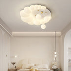 Lumendat Contemporary Nordic Kids Iron PE Elliptical Round Ball Flower Moon LED Flush Mount Ceiling Light For Bedroom Lumendat