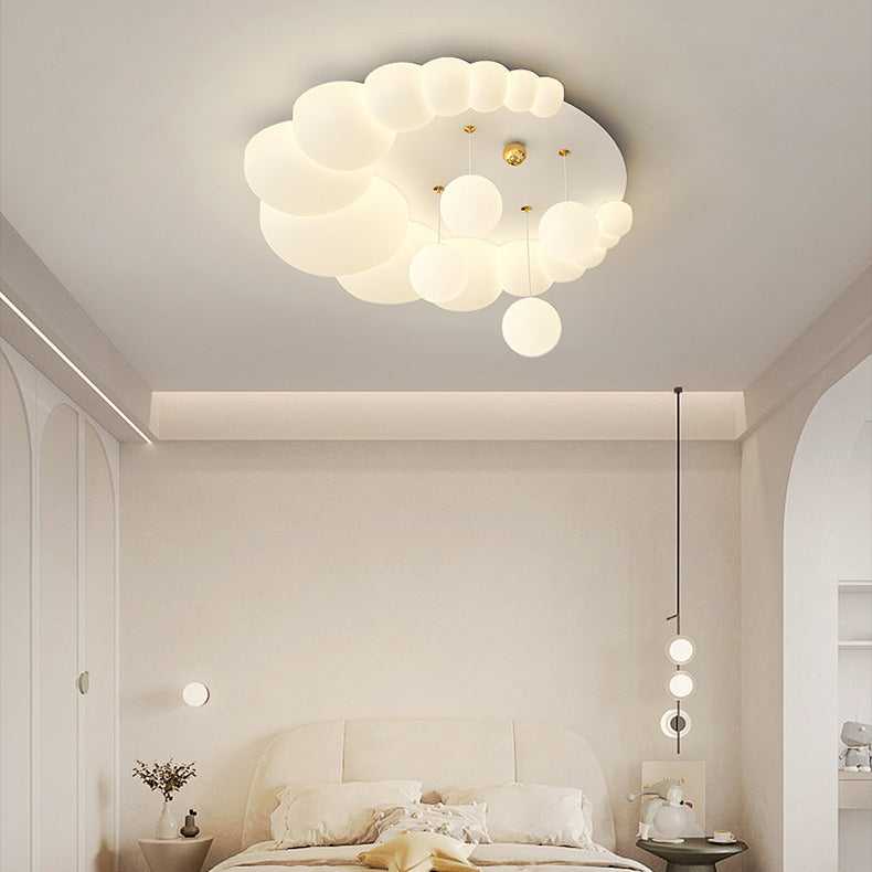 Lumendat Contemporary Nordic Kids Iron PE Elliptical Round Ball Flower Moon LED Flush Mount Ceiling Light For Bedroom Lumendat