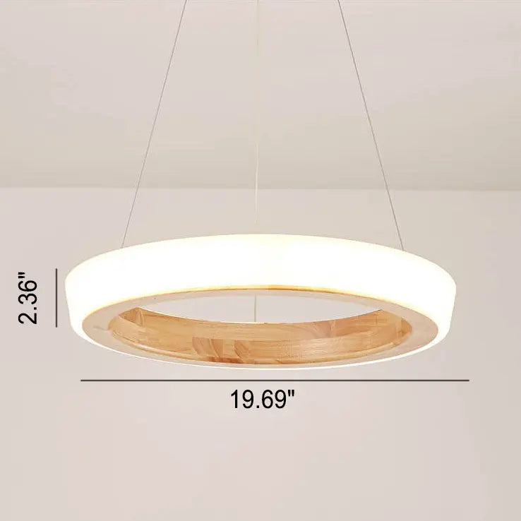 Japanese Minimalist Log Circle Island Light LED Chandelier – Dimmable Lumendat
