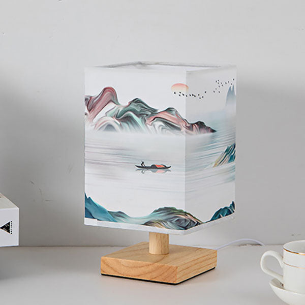 Contemporary Creative Fabric Square USB LED Table Lamp For Bedroom Lumendat