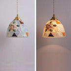 Traditional Tiffany Shell Decor Stained Glass Semicircle 1-light Pendant Light for Bedroom BulbSquare