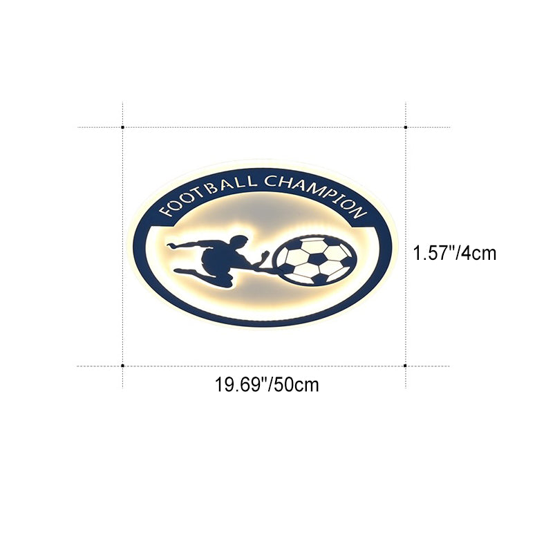 Lumendat Contemporary Creative Kids Round Football Iron Acrylic LED Flush Mount Ceiling Light For Bedroom Lumendat