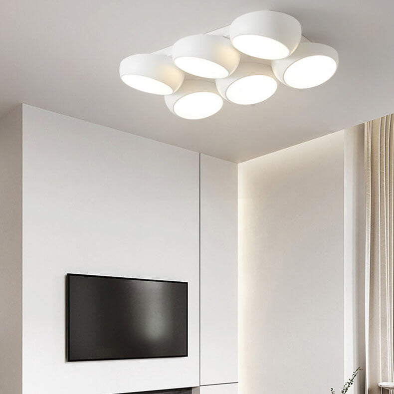 Scandinavian Modern Minimalist Iron Plastic Round LED Semi-flush Mount Ceiling Light