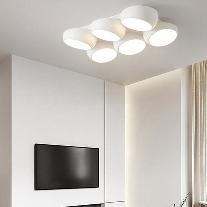 Scandinavian Modern Minimalist Iron Plastic Round LED Semi-flush Mount Ceiling Light
