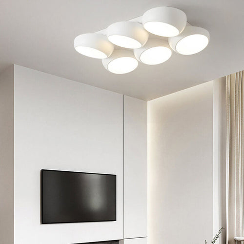 Scandinavian Modern Minimalist Iron Plastic Round LED Semi-flush Mount Ceiling Light