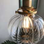 Traditional Japanese Oval Brass Glass 1-light Pendant Light for Bedroom