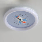 Lumendat Contemporary Creative Kids Round Rocket Acrylic Resin Iron LED Flush Mount Ceiling Light For Bedroom Lumendat