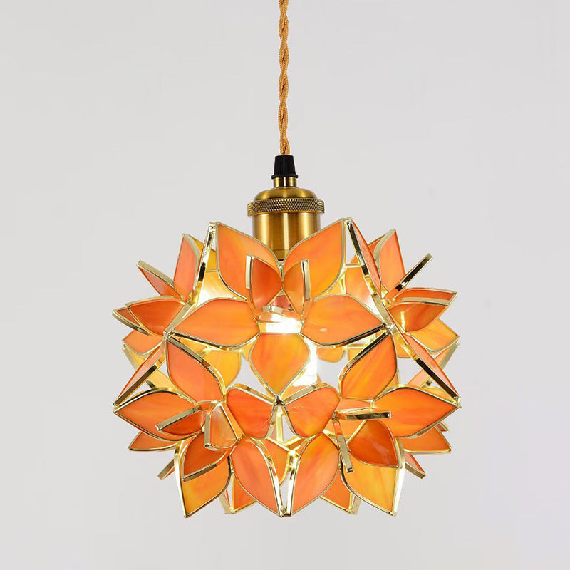 French Luxury Glass Gardenia Petal Ball 1-light Pendant Light
