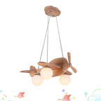 Lumendat Contemporary Creative Wooden Propeller Plane 3-Light Kids Chandelier For Living Room Lumendat