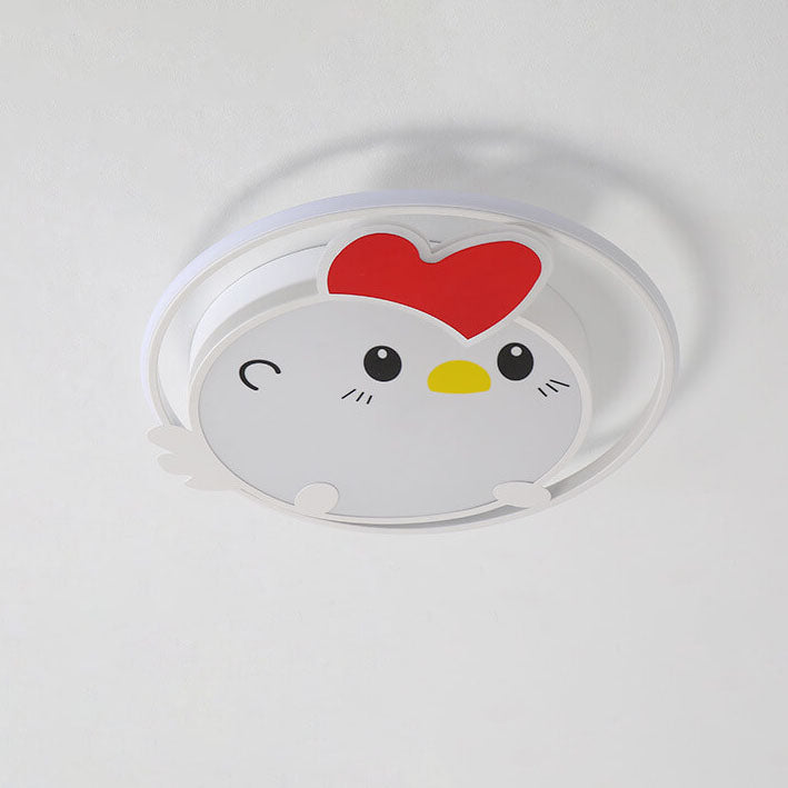 Lumendat Childlike Cartoon Chick Acrylic Round LED Kids Flush Mount Ceiling Light Lumendat