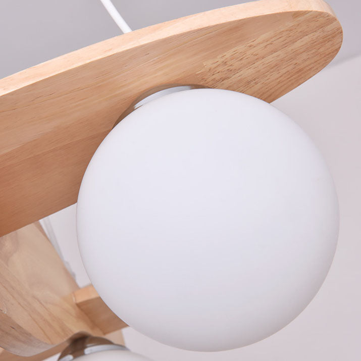Lumendat Contemporary Creative Rubberwood Aircraft Design Glass 3-Light Kids Chandelier For Bedroom Lumendat