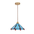 Vintage Tiffany Stained Glass Umbrella Shape 1-light Pendant Light BulbSquare