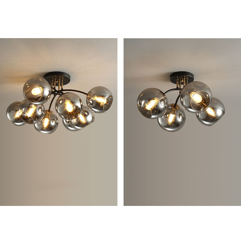 Modern Light Luxury Glass Magic Bean Round 4/6/8 Light Semi-Flush Mount Ceiling Light Lumendat