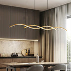 Nordic Minimalist Long Strip Wave Design Island Light LED Chandelier modern luxury lighting fixture