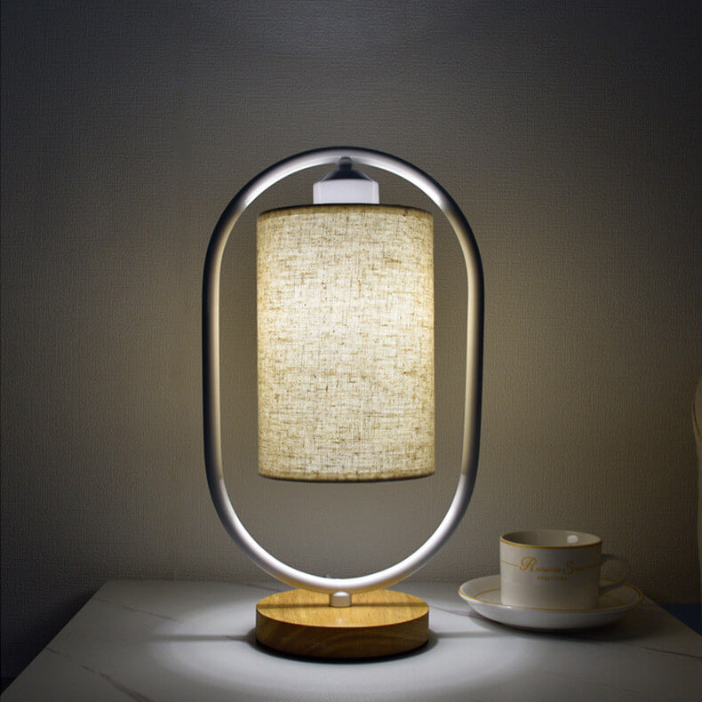 Nordic Linen White Ring 1-Light Dimmable Table Lamp Lumendat