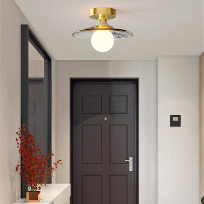 Modern Light Luxury Glass Flower Design Iron 1-light Semi-flush Mount Ceiling Light