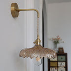 Modern Art Deco Iron Flower Glass Shade 1-Light Wall Sconce Lamp For Bedroom Lumendat