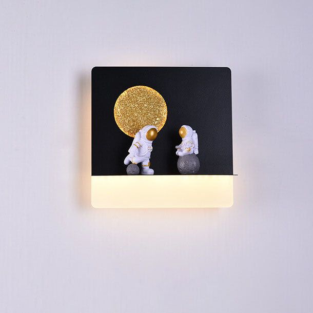 Lumendat Contemporary Creative Iron Resin Round Astronaut LED Wall Sconce Lamp For Bedroom Lumendat
