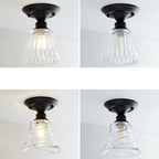 Nordic Vintage Glass Floral Round Geometry 1-Light Semi-Flush Mount Ceiling Light Lumendat