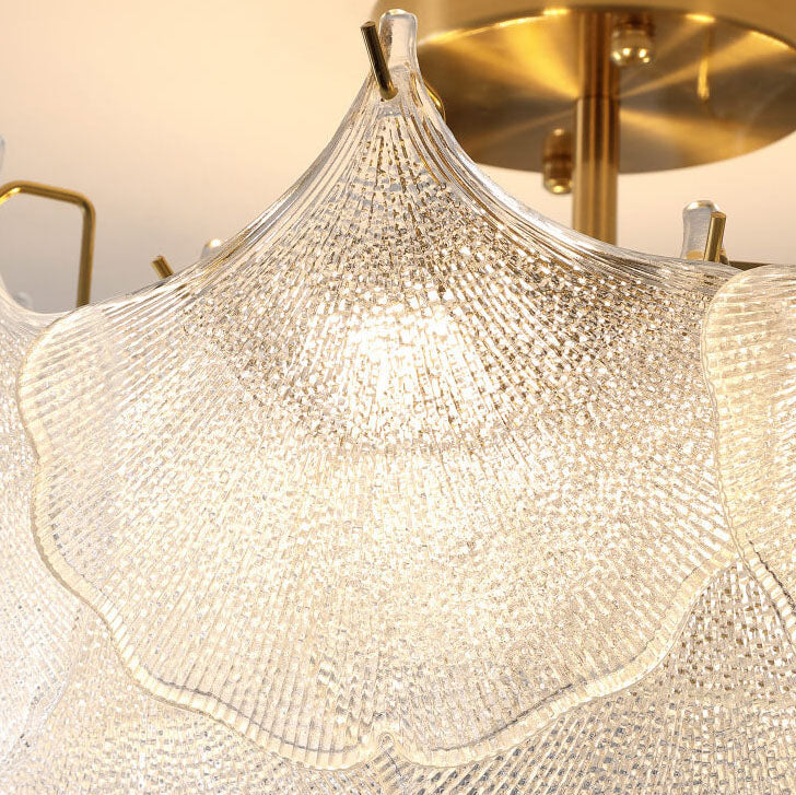 Traditional French Ginkgo Leaf Hardware Glass 5/8 Light Semi-Flush Mount Ceiling Light For Living Room Lumendat