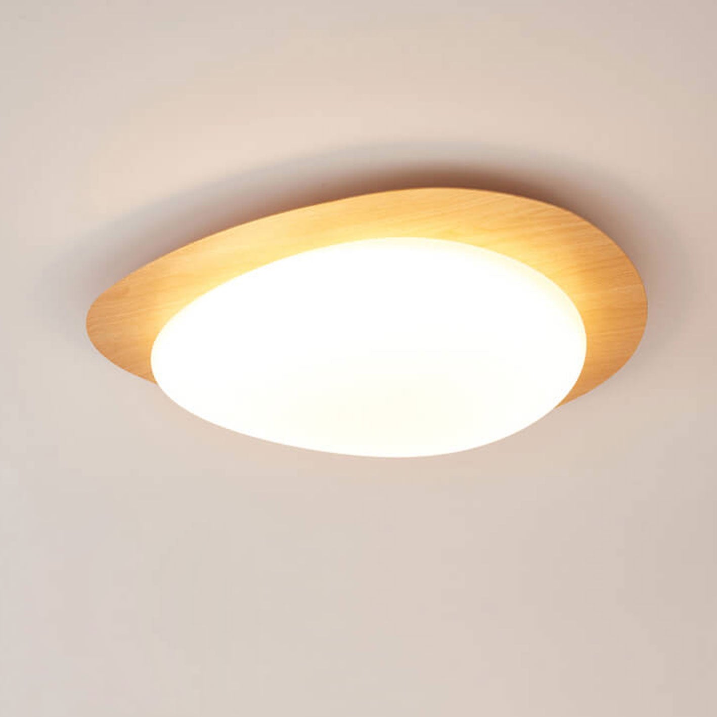 Nordic Iron Wood Grain Pebble LED Flush Mount Ceiling Light Lumendat
