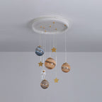 Lumendat Contemporary Scandinavian Space Planet Acrylic Glass Round Shade LED Kids Flush Mount Ceiling Light For Bedroom Lumendat