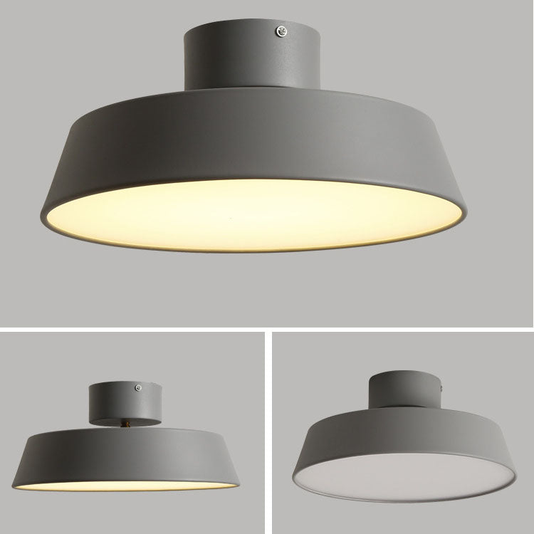 Nordic Minimalist Round Pot Iron LED Flush Mount Ceiling Light BulbSquare