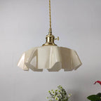 Traditional Japanese Cream Petal Glass Iron 1-light Pendant Light for Dining Room BulbSquare