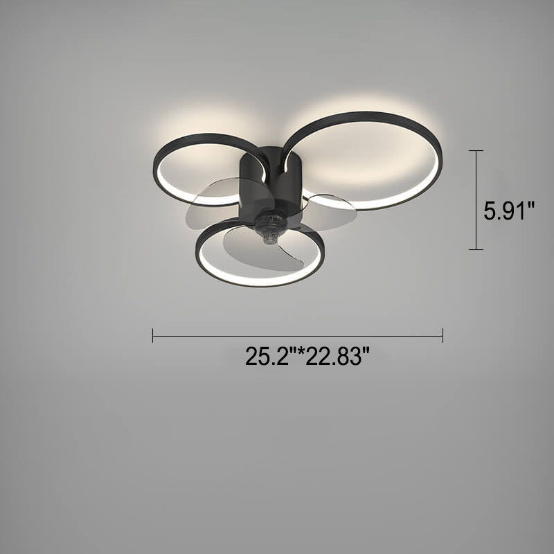 Modern Light Luxury Geometric Square Round Design LED Flush Mount Ceiling Fan Light