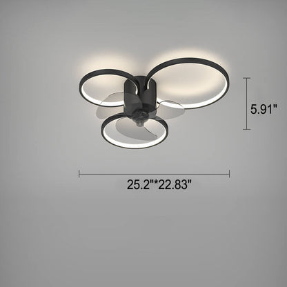 Modern Light Luxury Geometric Square Round Design LED Flush Mount Ceiling Fan Light