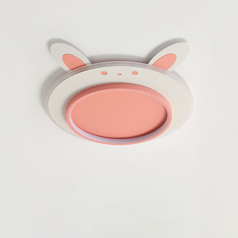Lumendat Modern Simplicity Kids Iron Acrylic Rabbit Round LED Flush Mount Ceiling Light For Bedroom Lumendat