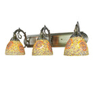 Tiffany Mediterranean Horn Stained Glass 3-Light Bathroom Vanity Mirror Front Wall Sconce Lamp Lumendat