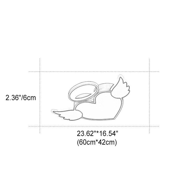 Lumendat Contemporary Creative Kids Love Wings Iron Aluminum Acrylic Silicone LED Flush Mount Ceiling Light For Bedroom Lumendat