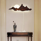 Modern Art Deco Round Mountain Shaped Wood Acrylic LED Wall Sconce Lamp For Living Room Lumendat