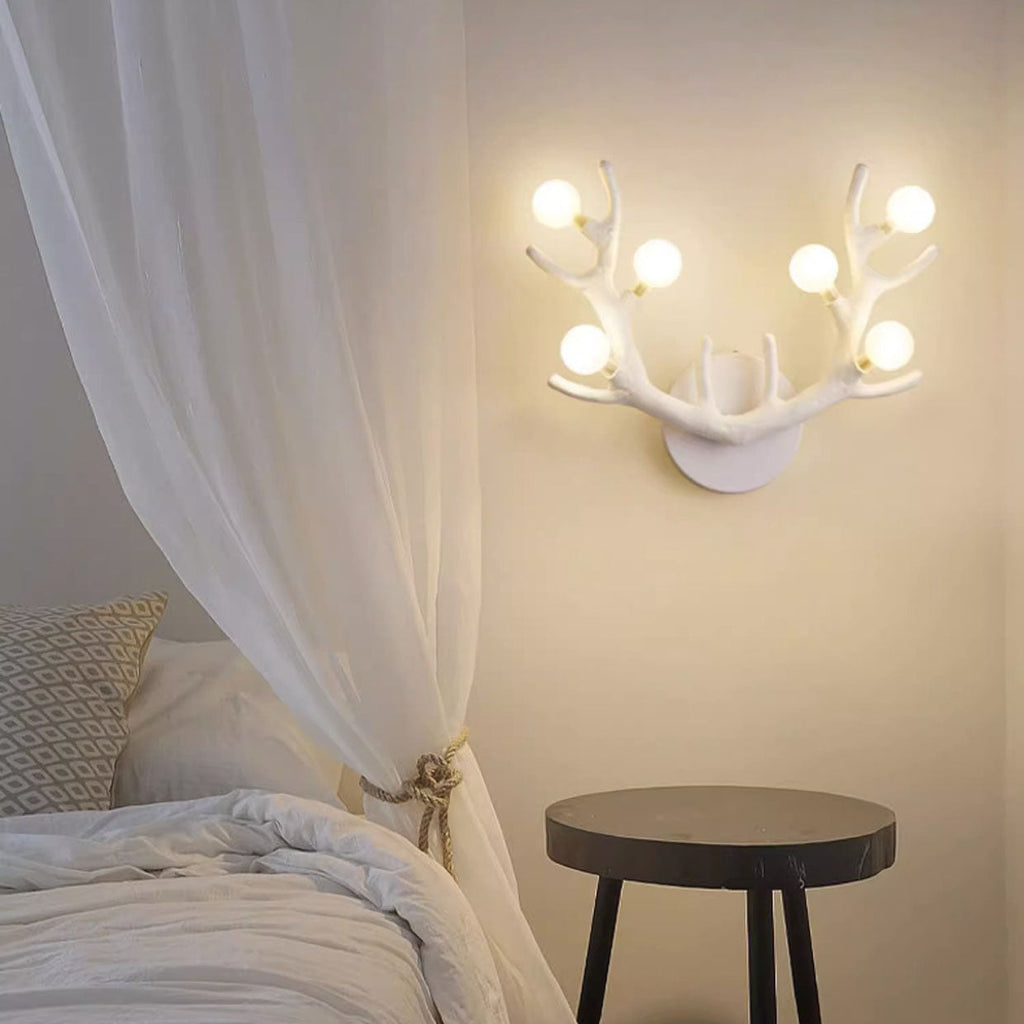 Nordic Creative Resin Antler Tree Branch Glass Ball 6-Light Wall Sconce Lamp Lumendat