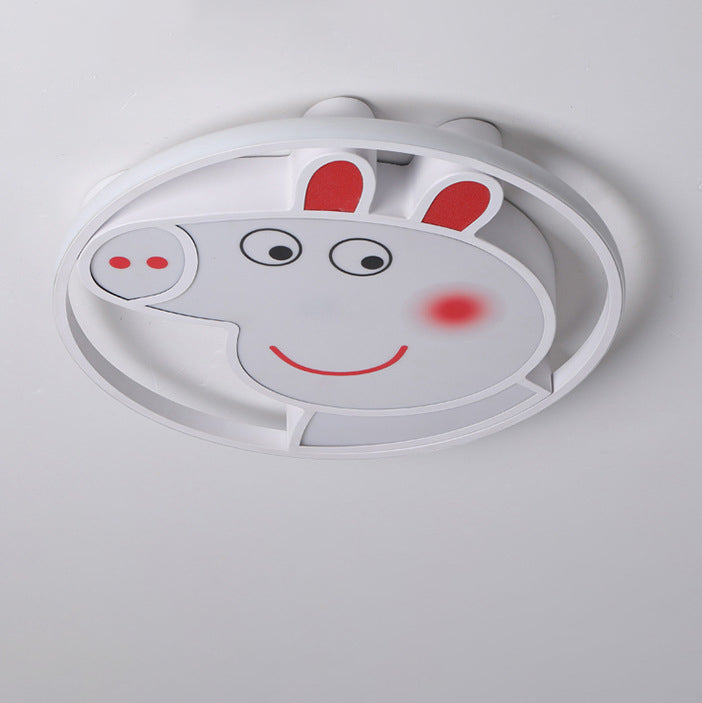 Lumendat Contemporary Creative Kids Iron Acrylic Round Pig LED Flush Mount Ceiling Light For Bedroom Lumendat