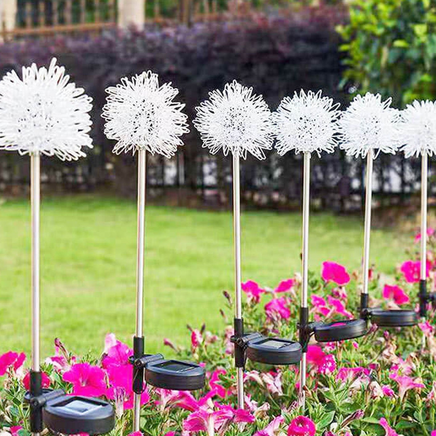 Solar Dandelion Aluminum Wire Globe Light LED Outdoor Waterproof Luminous Garden Insert Ground Landscape Light Lumendat