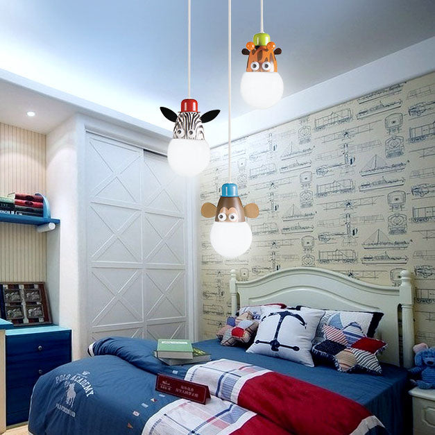 Lumendat Contemporary Creative Acrylic Cartoon Animal Hardware Frame 3-Light Kids Chandelier For Bedroom Lumendat