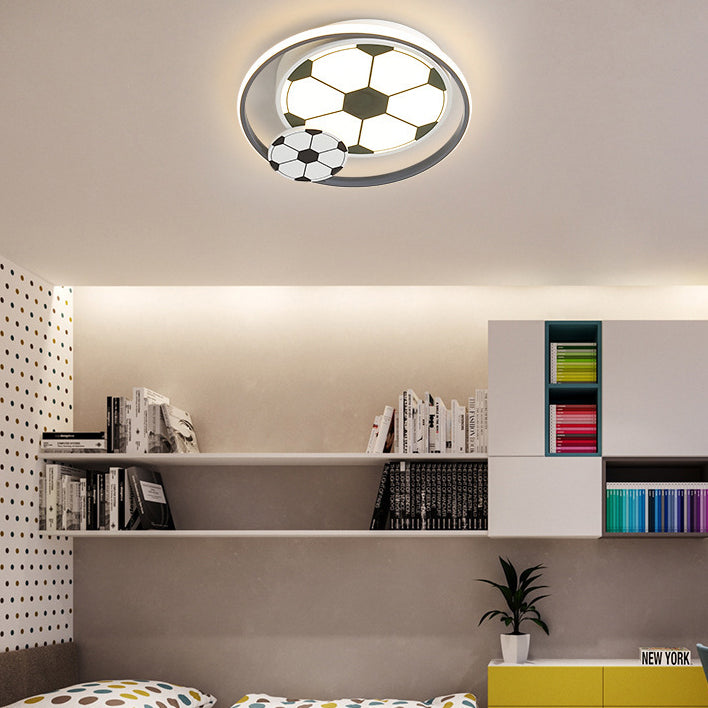 Lumendat Contemporary Creative Cartoon Football Iron PVC LED Kids Flush Mount Ceiling Light For Bedroom Lumendat