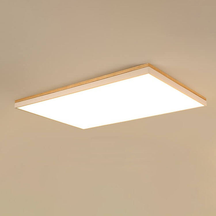 Modern Minimalist Solid Wood Acrylic Square Rectangle LED Flush Mount Ceiling Light for Living Room BulbSquare
