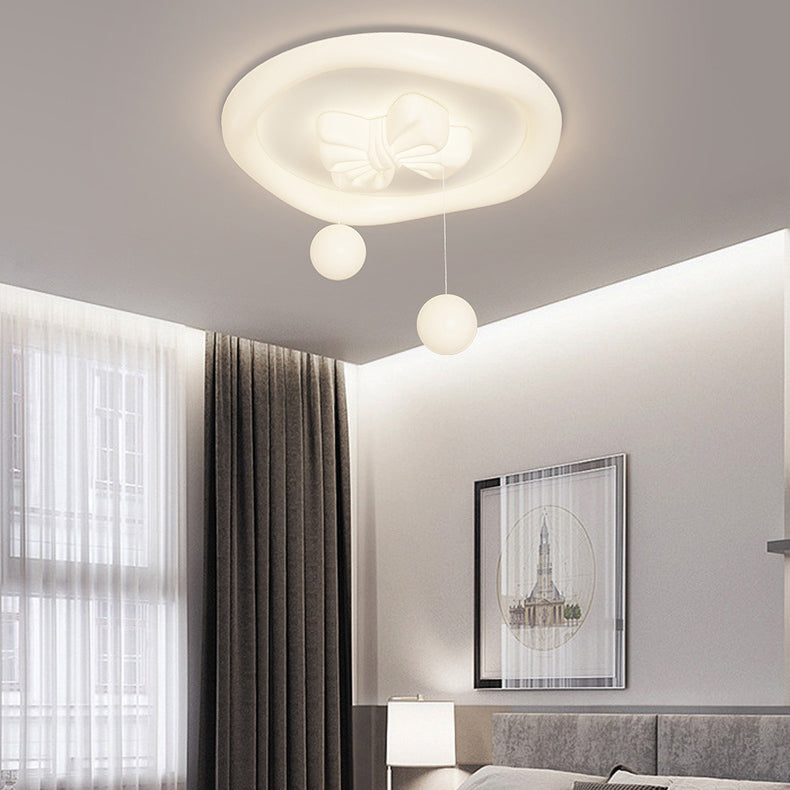 Lumendat Contemporary Creative Kids Round Bow Orb Iron Rolled Plastic LED Flush Mount Ceiling Light For Bedroom Lumendat