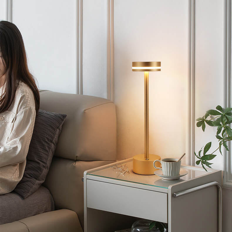 Modern Minimalist Cylindrical Metal Acrylic USB LED Table Lamp Lumendat