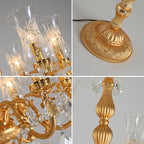 Traditional Luxury Golden Crystal Zinc Alloy Candle Holder 7-Light Standing Floor Lamp For Bedroom Lumendat