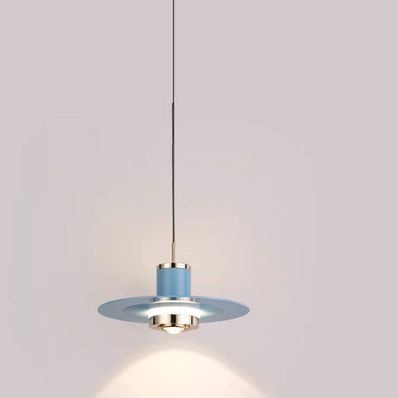 Modern Minimalist Cylinder Flying Saucer Metal LED Pendant Light for Living Room