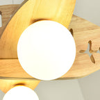 Lumendat Cartoon Creative Wooden Planes Magic Beans Glass 3-Light Kids Chandelier Lumendat