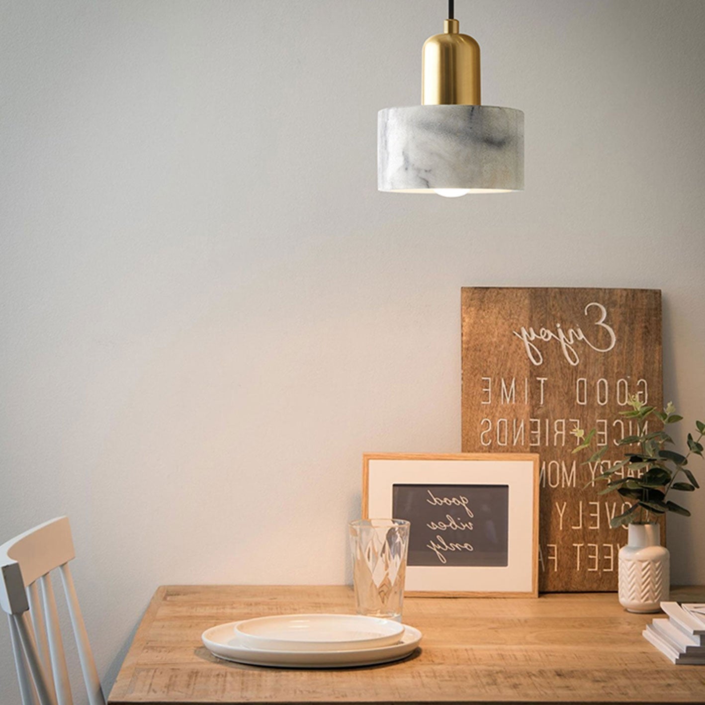 Modern Light Luxury Marble Metal 1-light Pendant Light